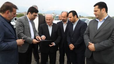 استاندار مازندران در حال بازدید از محور عمرانی عباس‌آباد به کلاردشت